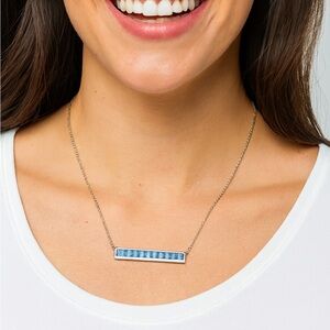 Kendra Scott Gold‑Tone Blue Bar Necklace, Authentic, Excellent Condition